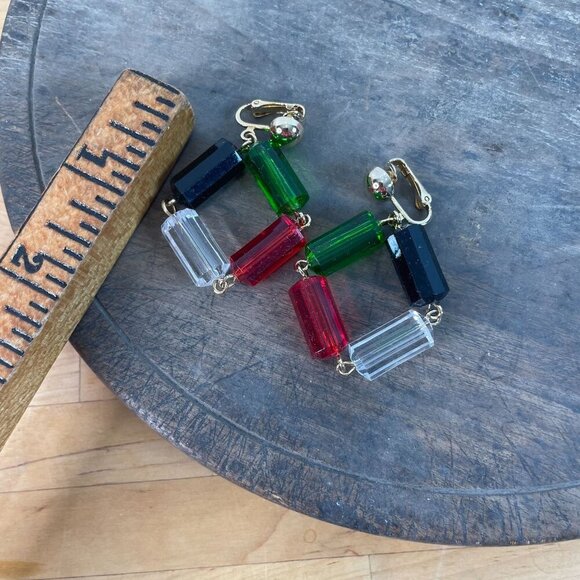 Vintage Sarah Coventry Colorful Beaded Necklace Clip-On Earrings Set Christmas - Picture 10 of 12